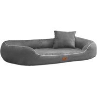 Tierlando MARLON VISCO PLUS Velours - Orthopädisches Hundebett grau/ grau 1,4 m, 30 cm, 1 m von Tierlando
