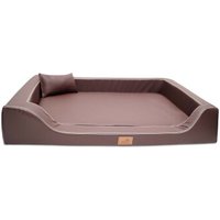 Tierlando MELODY LATEX - Orthopädisches LUXUS-Hundebett mit Anti-Haar Kunstleder braun 1,2 m, 22 cm, 85 cm von Tierlando