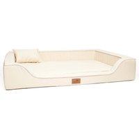 Tierlando MELODY LATEX - Orthopädisches LUXUS-Hundebett mit Anti-Haar Kunstleder creme 1,2 m, 22 cm, 85 cm von Tierlando