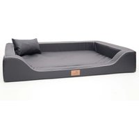 Tierlando MELODY LATEX - Orthopädisches LUXUS-Hundebett mit Anti-Haar Kunstleder schwarz/ graphit 1,2 m, 22 cm, 85 cm von Tierlando
