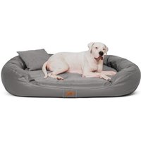 Tierlando Orthopädisches Hundebett LENNART VISCO PLUS Kunstleder und Velours grau/ grau 1,4 m, 30 cm, 1,05 m von Tierlando