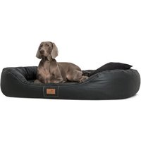 Tierlando Orthopädisches Hundebett LENNART VISCO PLUS Kunstleder und Velours schwarz 1 m, 25 cm, 85 cm von Tierlando