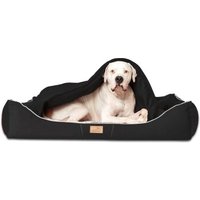 Tierlando RUDOLPH - Orthopädisches Hundebett inkl. Schonbezug mit Hundedecke schwarz 1,3 m, 25 cm, 1 m von Tierlando
