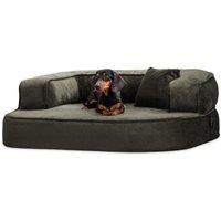 Tierlando SHARLEEN VISCO PLUS - Orthopädisches Hundesofa mit kuscheligem Teddystoff dunkles olivgrün 80 cm, 30 cm, 60 cm von Tierlando
