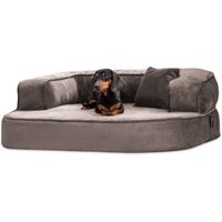 Tierlando SHARLEEN VISCO PLUS - Orthopädisches Hundesofa mit kuscheligem Teddystoff graphit/nature 1 m, 40 cm, 80 cm von Tierlando