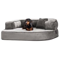 Tierlando SHARLEEN VISCO PLUS - Orthopädisches Hundesofa mit kuscheligem Teddystoff grau/ grau 1,2 m, 40 cm, 90 cm von Tierlando