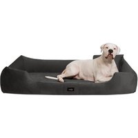 Tierlando VINCENT High-Tech-Velours (Triton) und Cord - Orthopädisches Hundebett schwarz/ graphit 90 cm, 22 cm, 75 cm von Tierlando