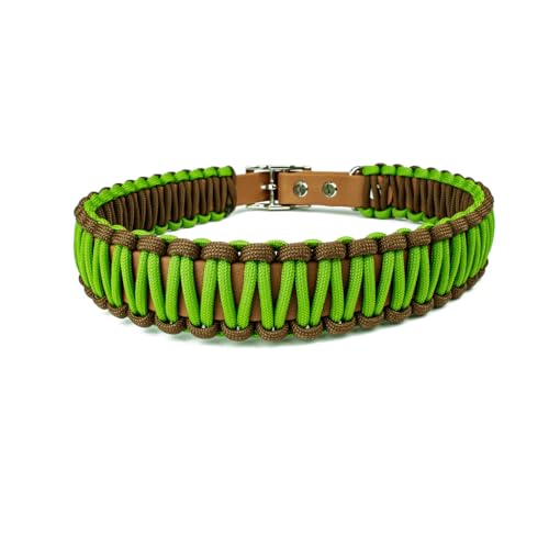 Hundehalsband Lori Tierluxe - Handgemacht, Paracord, Biothane (Braun Grün, L Halsumfang 35-41 cm) von Tierluxe