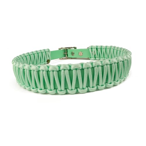 Hundehalsband Lori Tierluxe - Handgemacht, Paracord, Biothane (Minze, L Halsumfang 35-41 cm) von Tierluxe
