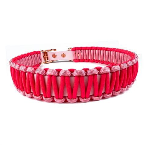 Hundehalsband Lori Tierluxe - Handgemacht, Paracord, Biothane (Rosa, L Halsumfang 35-41 cm) von Tierluxe