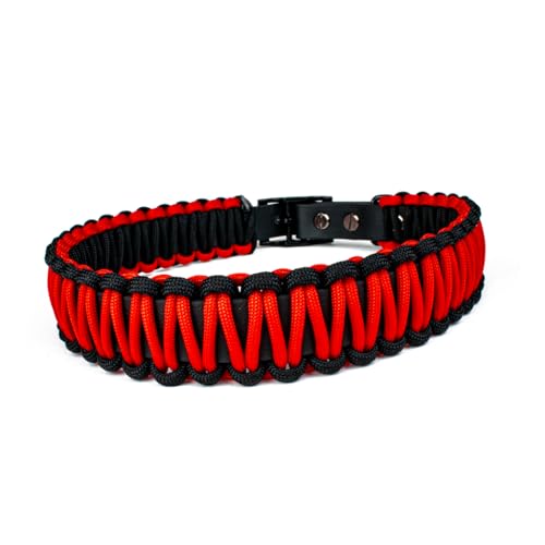 Hundehalsband Lori Tierluxe - Handgemacht, Paracord, Biothane (Schwarz Rot, L Halsumfang 35-41 cm) von Tierluxe