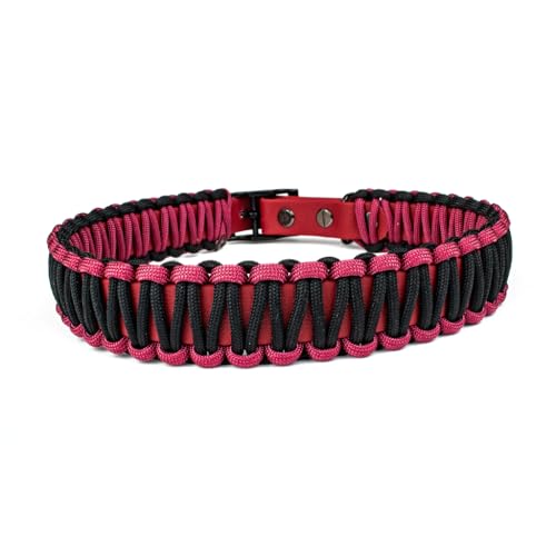 Hundehalsband Lori Tierluxe - Handgemacht, Paracord, Biothane (Schwarz Wein, L Halsumfang 35-41 cm) von Tierluxe