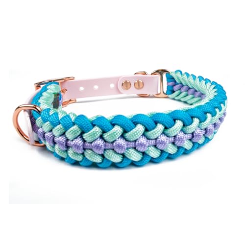 Hundehalsband Tierluxe Foxy Handgemacht Paracord Biothane (Blau, XXL Halsumfang 45-51 cm) von Tierluxe