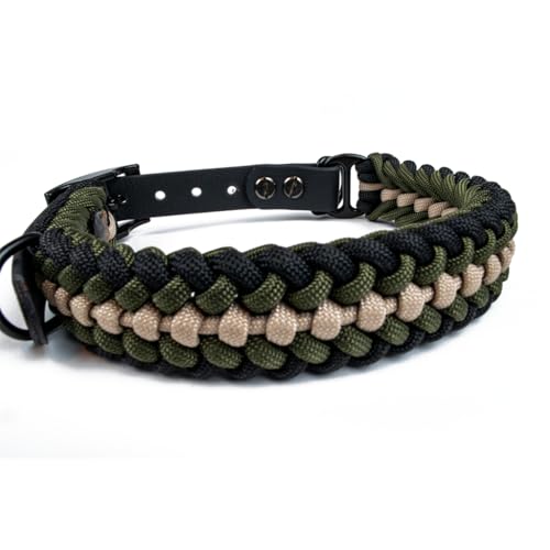 Hundehalsband Tierluxe Foxy Handgemacht Paracord Biothane (Tarnung, L Halsumfang 35-41 cm) von Tierluxe