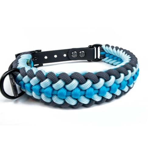 Hundehalsband Tierluxe Foxy Handgemacht Paracord Biothane (Wasser, XXL Halsumfang 45-51 cm) von Tierluxe