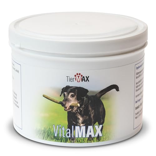 TierMax VitalMax Nahrungsergänzungsmittel Hund (180g Pulver) – Vitamine für Hund – Gesunde Unterstützung für Ihren Hund – Mit wertvollen Inhaltsstoffen – Vitamin B Komplex Hund von Tiermax