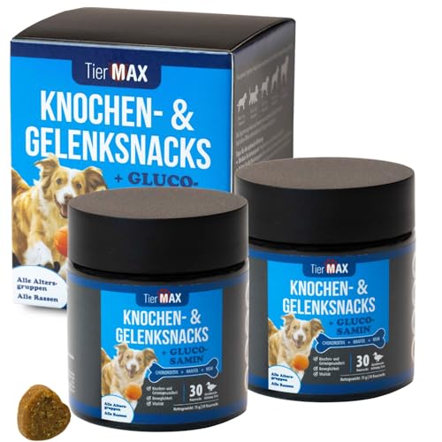 Tiermax Knochen & Gelenksnack (2 x 30 Stück) für Hunde – Premium Qualität Leckerlis – für mehr Beweglichkeit – Natürlicher Schutz für Hunde von Tiermax