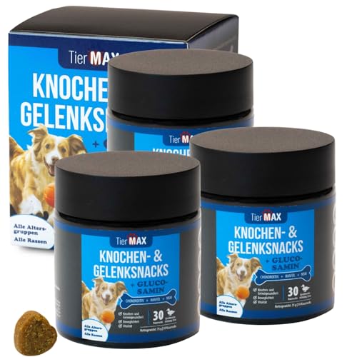 Tiermax Knochen & Gelenksnack (3 x 30 Stück) für Hunde – Premium Qualität Leckerlis – für mehr Beweglichkeit – Natürlicher Schutz für Hunde von Tiermax