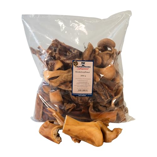 Tiernahrung Schwenner - Kurze Rinderkopfhaut für Hunde getrocknet – Vorratspack – Dog Snacks – Hunde Zahnpflege – 2500g 8-18 cm von Tiernahrung Schwenner