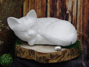 Tierurne - Katze aus Keramik, Weiß Hochglanz, Vol. ca. 0,60 Ltr. von Tierurnen Petra Staadt