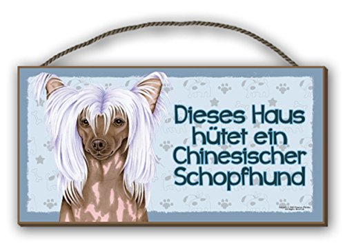 DIESES HAUS - CHINESISCHER SCHOPFHUND - HOLZSCHILD MDF 25x12,5 cm 13 HUNDESCHILD von Tierwarnschild