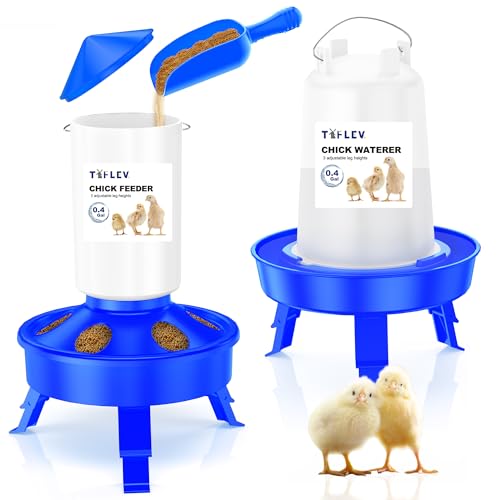 Tiflev Top Filling Küken-Futterstation und Bewässerungs-Set mit Schaufel, 1,5 kg Küken-Futterstation und 1,2 l Kükenbewässerung mit 3 höhenverstellbaren Beinen für Küken Tiflev Top Filling Küken-Futterstation und Bewässerungs-Set mit Schaufel, 1,5 kg Küken-Futterstation und 1,2 l Kükenbewässerung mit 3 höhenverstellbaren Beinen für Küken von Tiflev