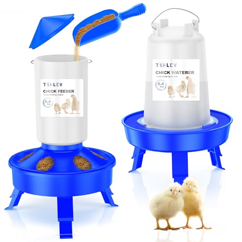 Tiflev Top Filling Küken-Futterstation und Bewässerungs-Set mit Schaufel, 1,5 kg Küken-Futterstation und 1,2 l Kükenbewässerung mit 3 höhenverstellbaren Beinen für Küken Tiflev Top Filling Küken-Futterstation und Bewässerungs-Set mit Schaufel, 1,5 kg Küken-Futterstation und 1,2 l Kükenbewässerung mit 3 höhenverstellbaren Beinen für Küken von Tiflev