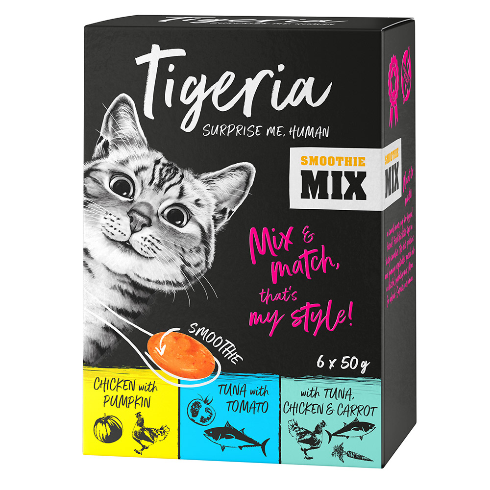 Sparpaket Tigeria Smoothie Snack 24 x 50 g - Mixpaket (3 Sorten) von Tigeria