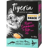 Sparpaket Tigeria Smoothie Snack 24 x 50 g - mit Thunfisch, Hühnchen und Karotte von Tigeria