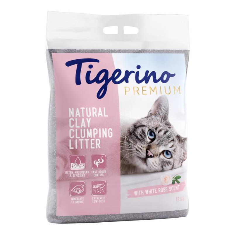 2 x 12 kg Tigerino Premium Katzenstreu zum Sonderpreis! - Weiße Rosenduft von Tigerino