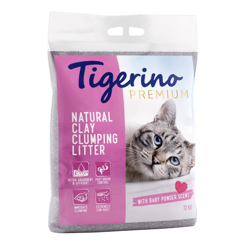 2 x 12 kg Tigerino Premium Katzenstreu zum Sonderpreis! - Babypuderduft von Tigerino