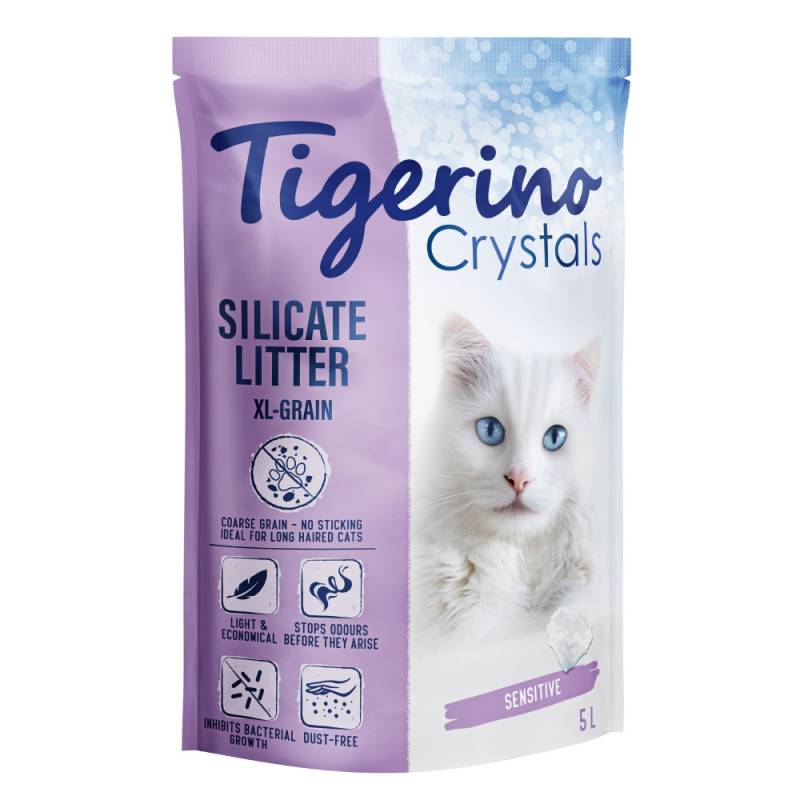 5 + 1 gratis! 6 x 5 l Tigerino Crystals -  XL-Grain Sensitive (parfümfrei) von Tigerino