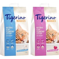 Sparpaket Tigerino Nuggies 2 x 14 l - Ultra-Mix (Babypuderduft + Baumwollblütenduft) von Tigerino