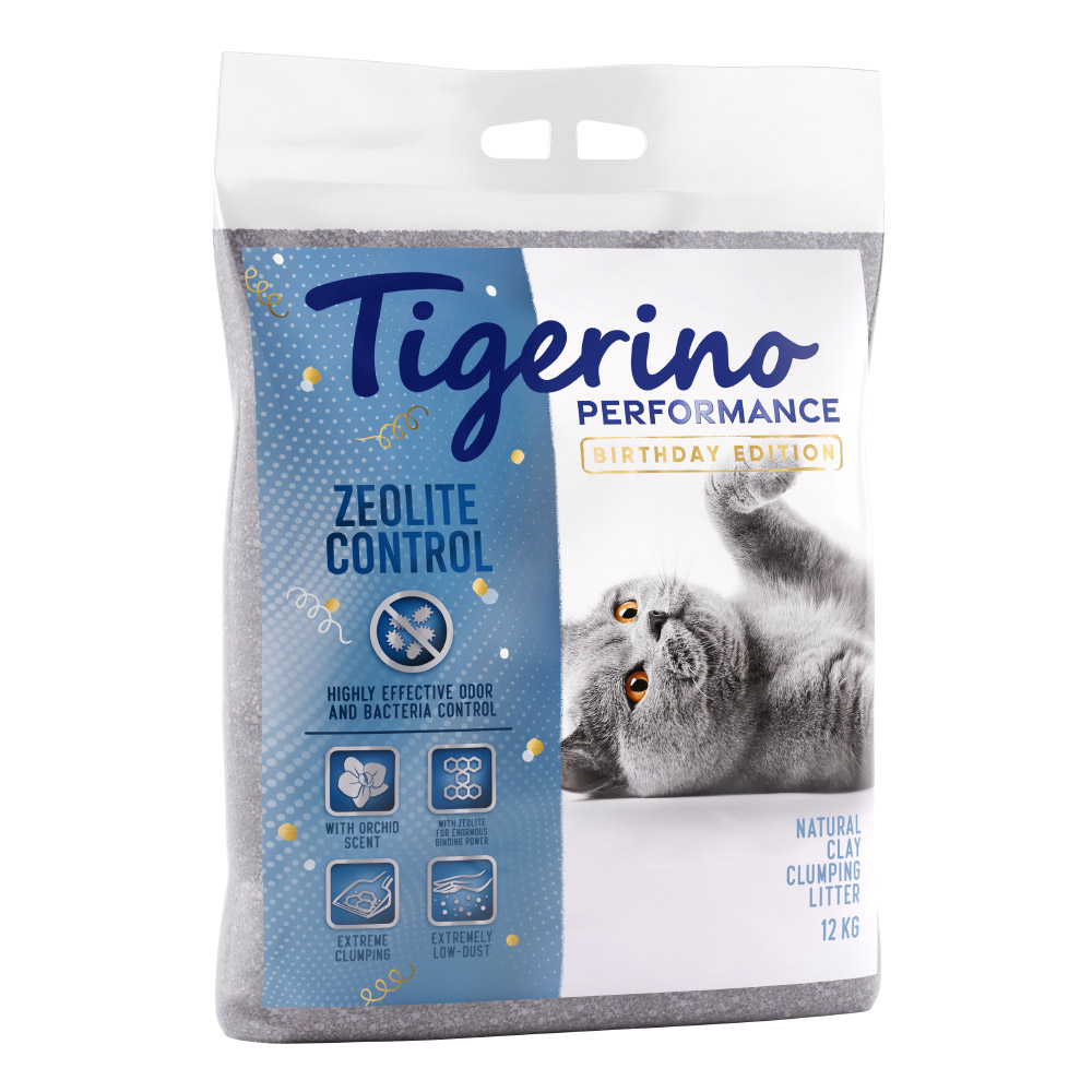 Sparpakete Tigerino Performance Katzenstreu zum Sonderpreis! - Zeolite Control Birthday Edition (2 x 12 kg) von Tigerino