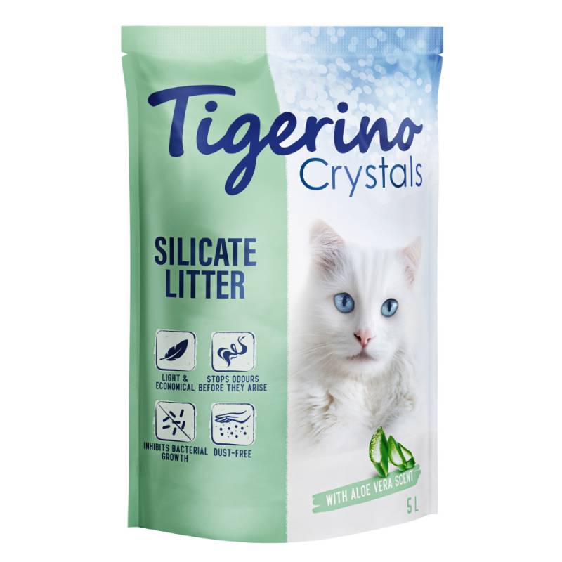 Tigerino Crystals Katzenstreu – Aloe-Vera-Duft - Sparpaket 3 x 5 l von Tigerino