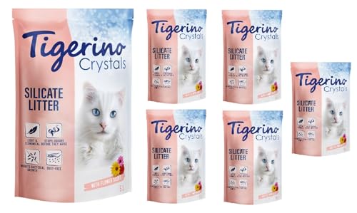 Tigerino Crystals Flower Power Katzenstreu, 6 x 5 l von Tigerino