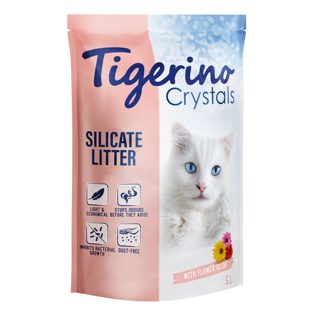 Tigerino Crystals Katzenstreu – Blütenduft - Sparpaket 3 x 5 l von Tigerino