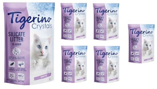 Tigerino Crystals Silikat XXL Katzenstreu - 6 x 5 Liter von Tigerino