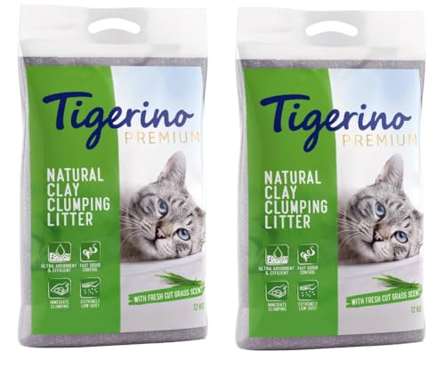 Tigerino Doppelpack Canada Katzenstreu, Fresh Cut Grass 2x12kg von Tigerino