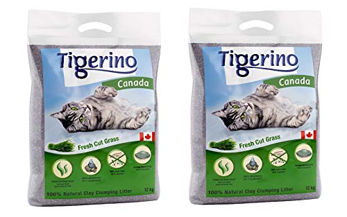 Tigerino Doppelpack Canada Katzenstreu, Fresh Cut Grass 2x12kg von Tigerino