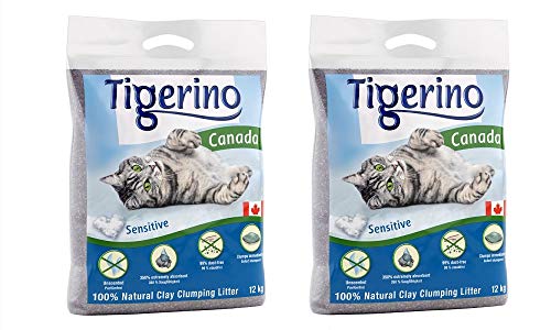 Tigerino Doppelpack Canada Katzenstreu, Sensitive (parfümfrei) 2x12kg von Tigerino