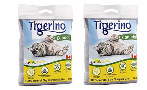Tigerino Doppelpack Canada Katzenstreu, Vanilleduft 2x12kg von Tigerino