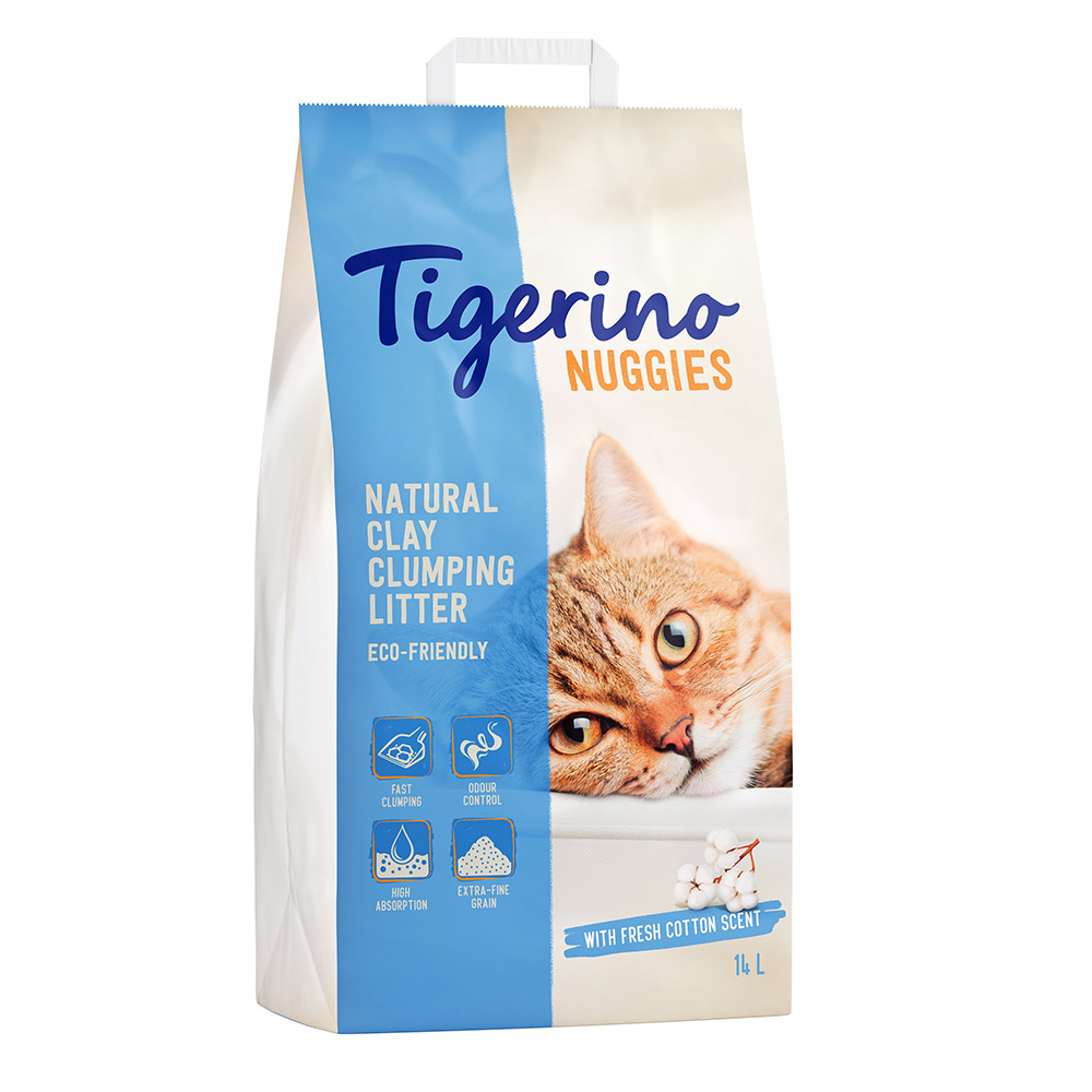 Tigerino Nuggies Katzenstreu – Baumwollblütenduft - 14 l von Tigerino