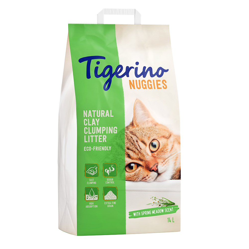 Tigerino Nuggies Katzenstreu – Frühlingswiesenduft - Sparpaket 2 x 14 l von Tigerino