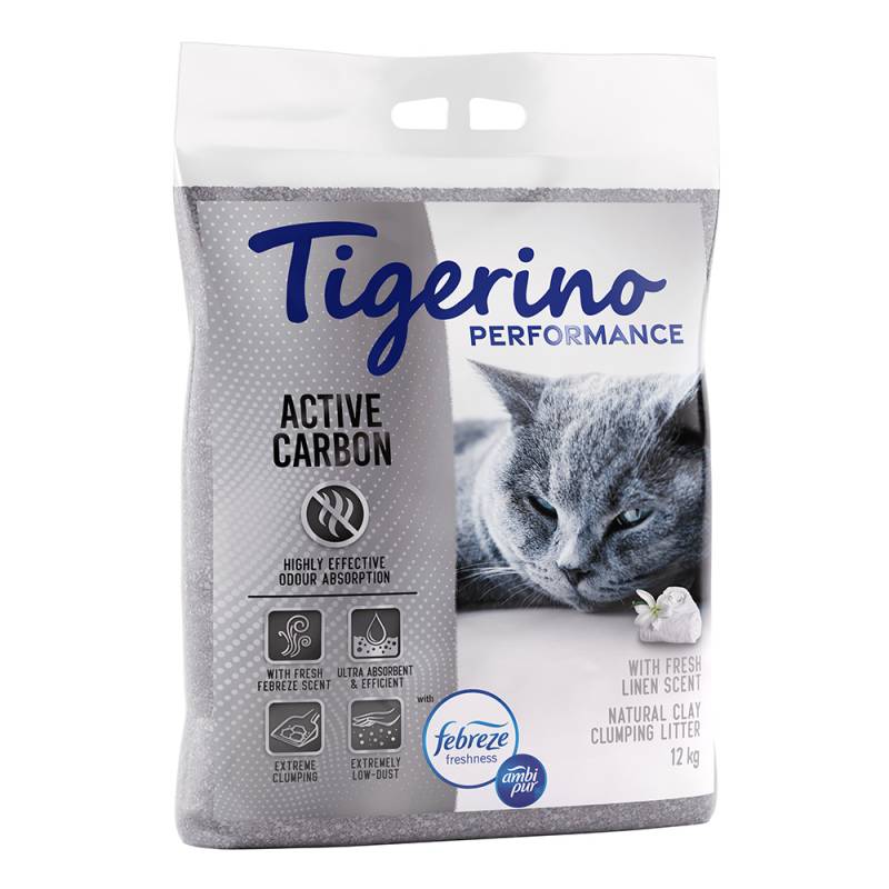 Tigerino x Febreze: Performance Active Carbon Katzenstreu – Febreze-Duft nach frischer Wäsche - 12 kg von Tigerino