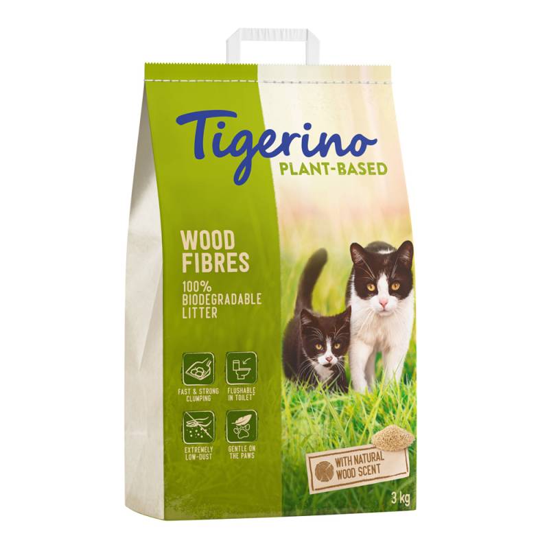 Tigerino Plant-Based Katzenstreu zum Probierpreis! Holzfaser - (parfümfrei) 7 l (3 kg) von Tigerino