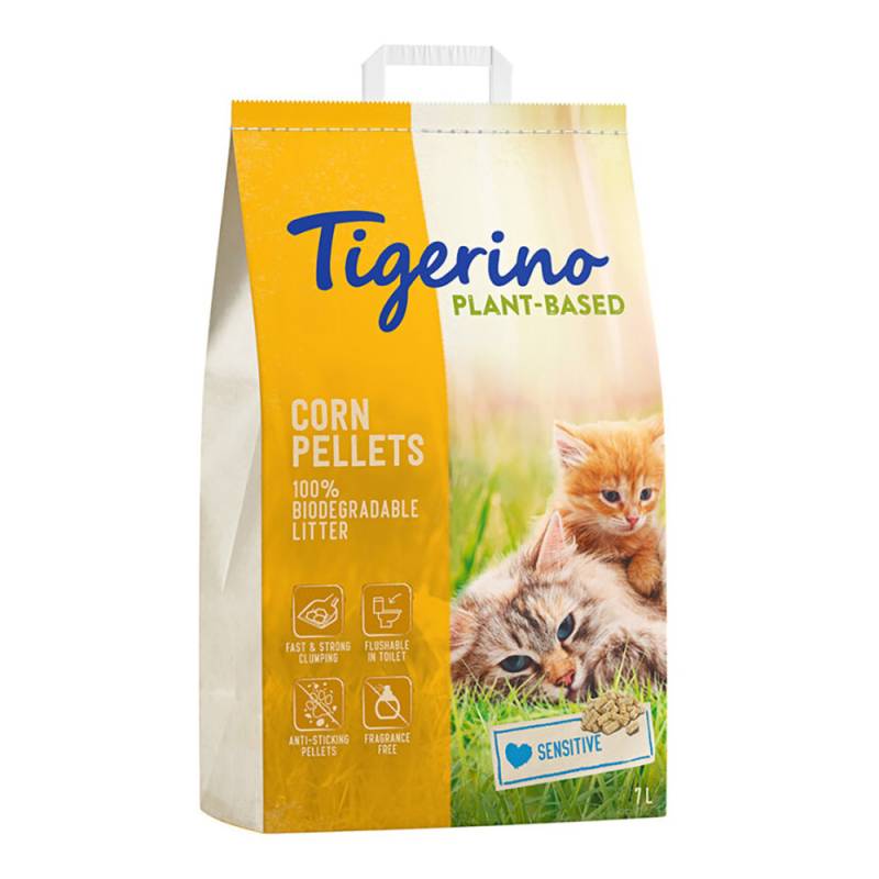 Tigerino Plant-Based Katzenstreu zum Probierpreis! Mais - Sensitive (parfümfrei) 7 l von Tigerino