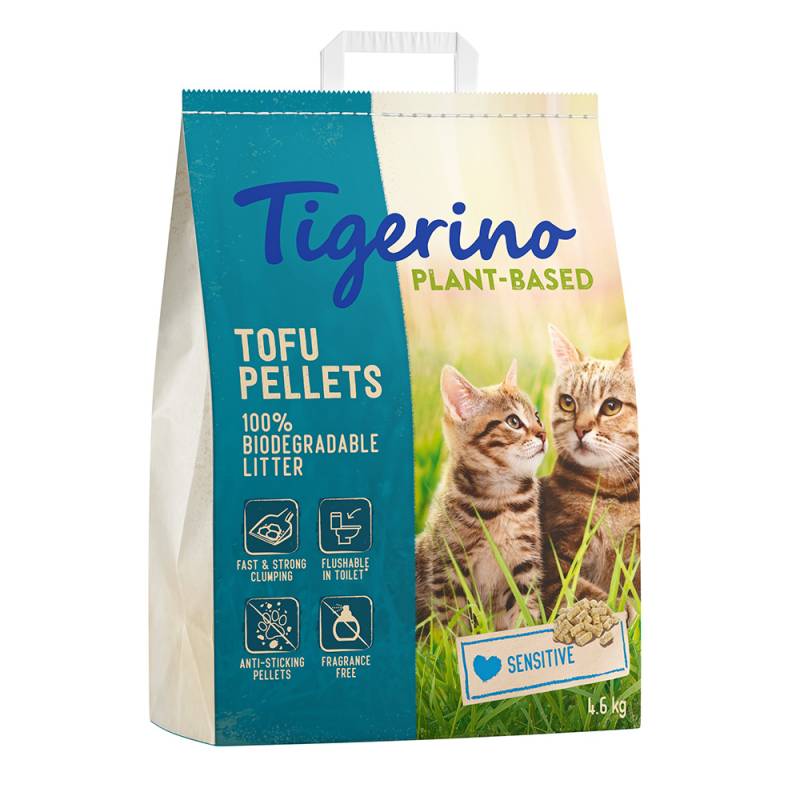 Tigerino Plant-Based Katzenstreu zum Probierpreis! Tofu - Sensitive (parfümfrei) 11 l (4,6 kg) von Tigerino