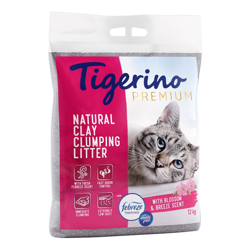 Tigerino Premium Katzenstreu 12 kg - Febreze Frischer Blütenduft von Tigerino