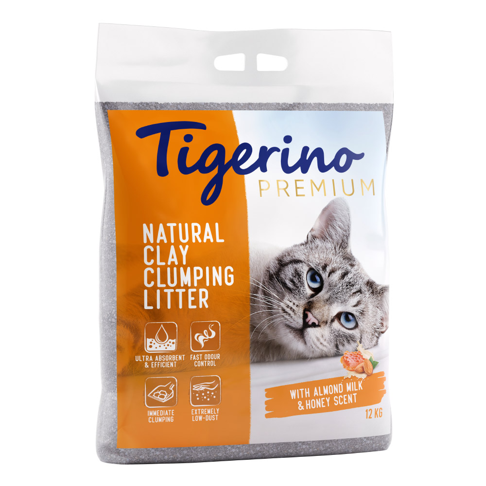 Tigerino Premium Katzenstreu 12 kg - Mandelmilch- & Honigduft von Tigerino